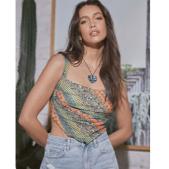 Glassons Print Tie Back Mesh Tank Top - size XS - Picture 2 of 3